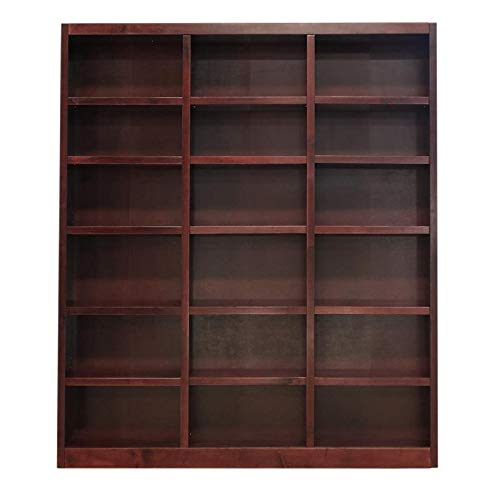 Bowery Hill 84" Traditional Triple Wide Wood Bookcase with Adjustable Shelves in Cherry Finish - WoodArtSupply