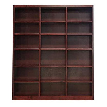 Pemberly Row 84" Tall Triple Wide Cherry Wood Bookcase with 18 Shelves - WoodArtSupply