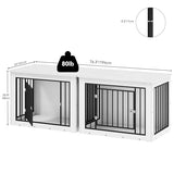 YITAHOME 76 Inch Double Dog Crate Furniture, XXL Dog Crate Furniture for 2 Dogs, Side End Table, Waterproof Top, Safety Corners, 2-in-1 Iron-Wood Fusion Dog Kennel Furniture for 2 Large Dogs,White YITAHOME