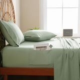 JSD Sage Green Twin Sheet Set with Side Pocket Corner Straps, 3 Piece Soft Kids Microfiber Bed Sheets Extra Deep Pocket JSD