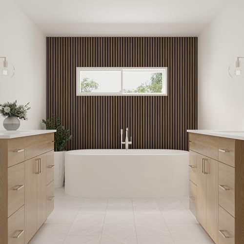 DOGBERRY 2 Pack Acoustic Wood Wall Panels, Decorative Soundproof Panels for Walls and Ceiling,n, 3D Slat Wood Wall Panels (94.49” x 25.4” Total Coverage, Smokey Oak) DOGBERRY