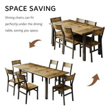 iPormis 7-Piece Dining Table & Chairs Set for 4-6, 63" Extendable Kitchen Table with 6 Chairs, Dining Room Table with MDF Board & Metal Frame, Perfect for Small Space,Easy Assembly, Rustic Brown iPormis