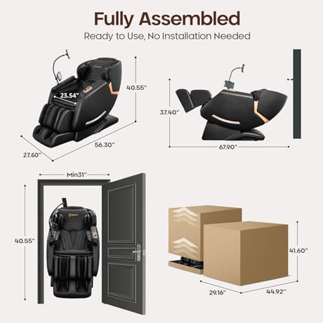 CASINTA 4D Massage Chairs Full Body - 53.5 Extend Sl Track Shiatsu Massage Chair - Zero Gravity Massage Chair,Core Heating & 22 Airbag, Smart Foot Rollers,Ai Voice, Yoga Mode CASINTA