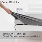 Cot Size Fitted Sheet Only - 4-Way Stretch Jersey Knit & Snug Fit for Bunk Beds, Camping, RV, Folding Beds, Boys & Girls, Wrinkle Free & No Slipping, Soft & Comfortable - Light Gray, Bunk/Cot Twin N&Y HOME