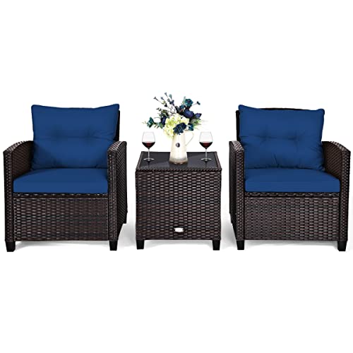 3 PCS Patio Furniture Set, OneSize, Navy WoodArtSupply