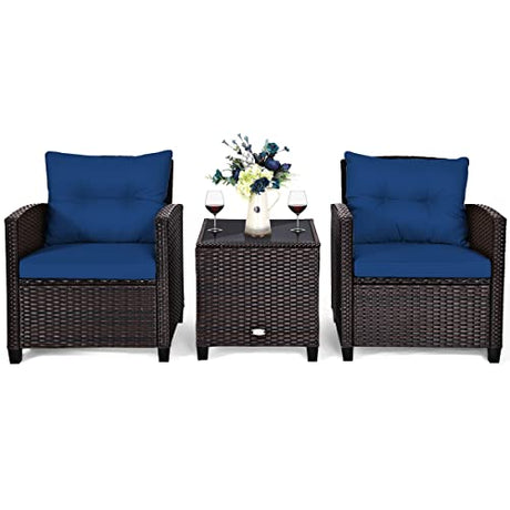 3 PCS Patio Furniture Set, OneSize, Navy WoodArtSupply
