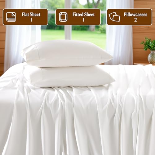 SONORO KATE 100% Egyptian Cotton Sheets, 1800 Thread Count — Sateen Weave Sheets Set, Ultra Soft & Breathable, Luxury 5-Star Hotel Quality Sheets, 16" Deep Pocket, 4-Piece (White,King) SONORO KATE
