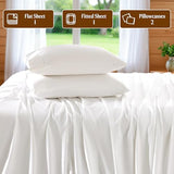 SONORO KATE 100% Egyptian Cotton Sheets, 1800 Thread Count — Sateen Weave Sheets Set, Ultra Soft & Breathable, Luxury 5-Star Hotel Quality Sheets, 16" Deep Pocket, 4-Piece (White,King) SONORO KATE