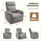 HAOMARKETS Swivel Rocker Recliner Chair, Manual Faux Leather Glider Rocking Recliners for Adults, 360° Swivel Nursery Reclining Sofa with Storage Pocket