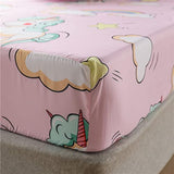 Girls Unicorn Fitted Sheet King Cute Dreamy Horse Bed Sheet Set for Kids Children Bedroom Decor Cartoon Magical Animal Bedding Set Girly Fantasy Unicorn Rainbow Bed Cover (Flat Sheet Not Included) Feelyou