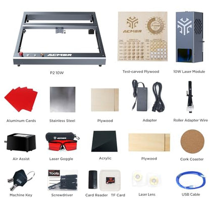 P2 Laser Engraver, 10W Output Laser Cutter, 50W Laser Engraving Machine, CNC Laser Cutter and Engraver Machine for Stainless Steel, Wood, Metal, Acrylic, Leather etc. - WoodArtSupply