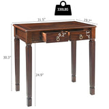 LEEMTORIG Traditional Solid Wood Writing Desk, Small Secretary Desk with 2 Drawers, Mahogany Desk Cherry Wood Writing Table for Home Office, 31.5" W French Provincial Desk, Cherry Walnut SSZ-D1258 LEEMTORIG