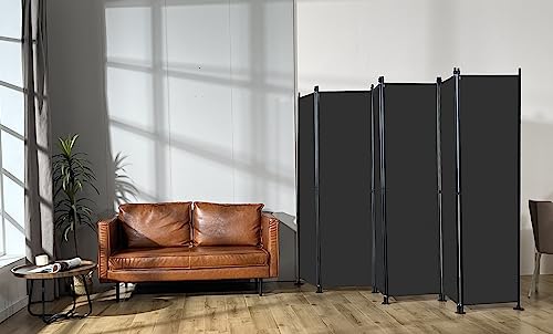MAYOLIAH 6 Panel Room Dividers Folding Privacy Screen, 10ft Wide 6ft Tall Partition Office Walls Separator with Small Base, Black MAYOLIAH