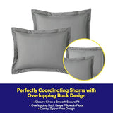 Queen Comforter Set Quilted Stripe Bedding Bundle – Comforter, Mattress Protector, Sheets with Pockets on the Side & Built-in Corner Strap – Fitted Sheet Media Pocket for Devices, Gray/Silver Sweet Home Collection