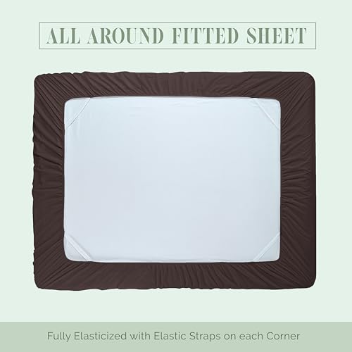 Elegant Comfort Luxury 1500 Premium Hotel Quality Microfiber 4-Piece Sheet Set - Soft, All Around Elastic 18-24 Inches Deep Fitted Sheet - Extra Deep Pocket Sheets, Queen, Chocolate Brown Elegant Comfort