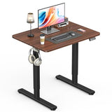 Zontera Standing Desk, Height Adjustable Electric Stand up Desk, 31.5 x 24 Inches Sit Stand Home Office Desk with Splice Board, Black Frame/Walnut Top Zontera
