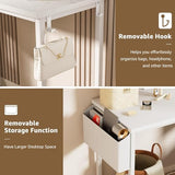 KAI-ROAD White Vanity Table with Lighted Mirror - 47“ White Vanity Desk with Mirror and Lights & Chair, Makeup Vanitys Set with Power Outlet, Dressing Table Vanities for Girls Bedroom KAI-ROAD