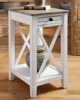 Signature Design by Ashley Adalane Modern Farmhouse Accent End Table, Whitewash Signature Design by Ashley