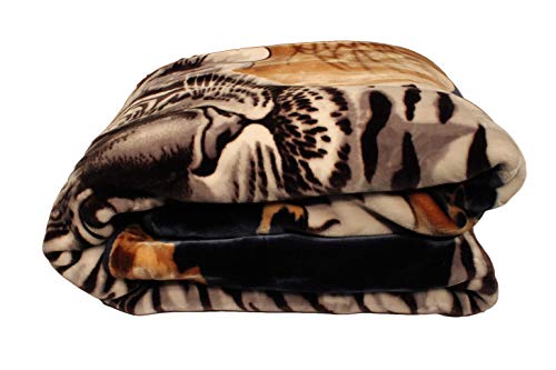 White Tiger Blanket Korean Mink Ultra Silky Soft Reversible Bed comforter bedspread bedding Cobias Heavy thick weight Perfect for Winter all season throw (King, 71 Tiger Blue) SOLARON