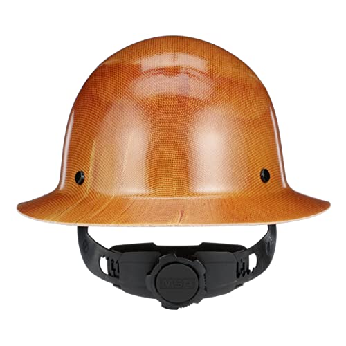 MSA 475407 Skullgard Full-Brim Hard Hat with Fas-Trac III Ratchet Suspension | Non-slotted Hat, Made of Phenolic Resin, Radiant Heat Loads up to 350F - Standard Size in Natural Tan - WoodArtSupply