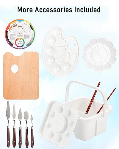 Nicpro 158PCS Deluxe Large Painting Kit with Metal and Solid Beech Wood Easel, Acrylic, Oil & Watercolor Paint Set, Paint Brushes, Canvases, Palette, Paper Pad, Professional Art Set for Adults Artist Nicpro