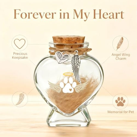 Chowsie Loss of Dog Cat Pet Sympathy Gift, Memorial Bottle for Pet Hair, Pet Fur Keepsake, Heart-Shaped Glass Memorial Bottle, Dog Hair Keepsake, Dog Memory Memorial Keepsake Chowsie