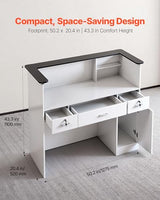 VEVOR Reception Desk, 50 inch Rectangular Front Counter Table, Modern Office Reception Desk with Light Strip, 3 Drawers & Storage Cabinets, Retail Counter Table for Checkout, Lobby, Salon, Office VEVOR