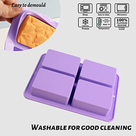 Moukiween Soap Molds Silicone, 3D Rectangular Flower Pattern Silicone Molds for Handmade Craft Soap, Bath Bombs, Chocolate Bars, DIY Candle, Polymer Clay Design Moukiween