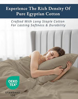 LANE LINEN 100% Egyptian Cotton Bed Sheets - 4PC Full Sheets Set, Long Staple Bedding Sheets, Sateen Weave, Luxury Hotel Sheets, Fits Upto 16" Mattress, Swiss Dot - Taupe LANE LINEN