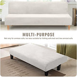 ele ELEOPTION 3 Seat Armless Sofa Bed Cover Stretch Slipcover Velvet Thicker Full Size Folding Cushion Couch Covers Furniture Protector Sofa Futon Cover White Color ele ELEOPTION