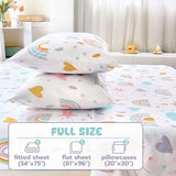 Homilay Full Sheet Set Kids - Rainbow 4 Pieces Soft Microfiber Cartoon Style Bedsheets for Boys Girls Teens, Oeko TEX, Breathable Deep Pocket Sheets(Rainbow) Homilay