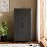 Steehoom Armoire Wardrobe Closet, Metal Storage Clothes Cabinets Locker with Doors Tall Freestanding Armoire Wardrobes for Bedroom Hanging Clothes, Heavy Duty, Black Steehoom