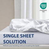 Cathay Home Luxury Wrinkle And Fade Resistant Double Brushed Ultra Soft Microfiber 14-inch Standard Pocket Single Fitted Sheet, White, King Cathay Home
