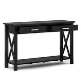 SIMPLIHOME Kitchener SOLID WOOD 47 inch Wide Contemporary Console Sofa Table in Black with Storage, 2 Drawers and 1 Shelf, for the Living Room SIMPLIHOME
