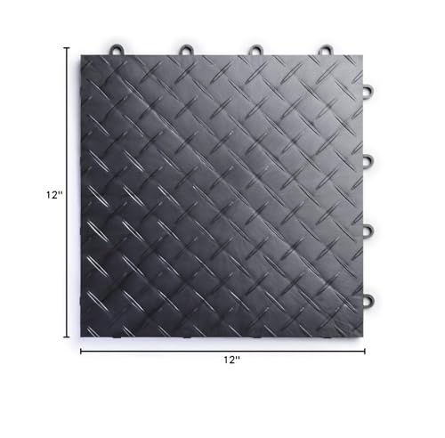 Big Floors RaceDeck Diamond Plate Design, Durable Interlocking Modular Garage Flooring Tile (48 Pack), Graphite Big Floors