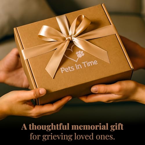 Pets in Time Dog Loss Memorial Frame – Pet Memorial with Ashes Keepsake, Rotating Double-Sided Photo Display for Dog or Cat, Pet Remembrance with Charm & Keychain
