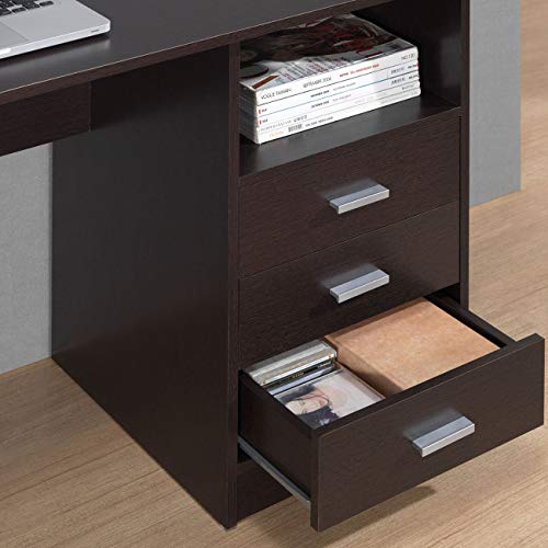 Techni Mobili Classic Computer Desk with Multiple Drawers, 29.5" x 23.6" x 51.2", Wenge - WoodArtSupply