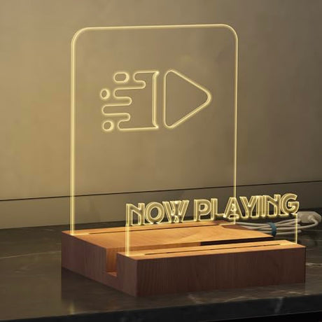 hopeme Light Up Now Playing Vinyl Stand, RGB LED Record Display Holder, Solid Wood Base with Customizable Lighting, Now Playing Vinyl Album Storage for Music Lovers hopeme