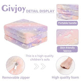 Givjoy Foldable Floor Mattress for Kids, Glow in The Dark Purple Horse Toddler Washable Folding Floor Mat for Nap Daycare, Child Trifold Futon Sofa Bed with Storage Bag for Playroom Girls and Boys Givjoy