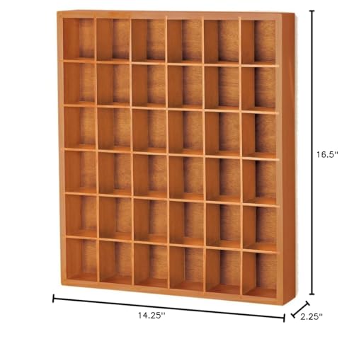 Jumbl Wood Shot Glass Wall Curio Display Case - Natural,16.5" Jumbl