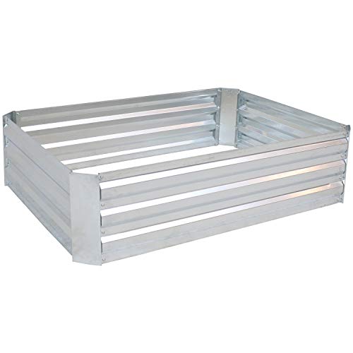 Sunnydaze 11.75" H Raised Metal Garden Bed - Galvanized Raised Garden Bed Outdoor for Vegetables and Flowers - Silver - 4' x 3' Rectangle Sunnydaze