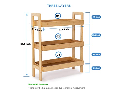 PELYN Console Table, Entryway Table with 3 Tier Storage Shelves, Bamboo Sofa Table for Entryway, Living Room, Hallway, Couch, Kitchen, Bathroom - WoodArtSupply