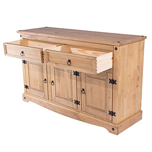 Furniture Dash Solid Wood Storage Cabinet 51.9" W, 16.9" D, 31.7" H - Sideboard Buffet with 3 Doors & 2 Drawers, Ideal for Living Room, Kitchen, - WoodArtSupply