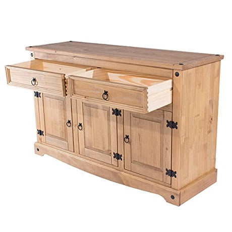 Furniture Dash Solid Wood Storage Cabinet 51.9" W, 16.9" D, 31.7" H - Sideboard Buffet with 3 Doors & 2 Drawers, Ideal for Living Room, Kitchen, Furniture Dash