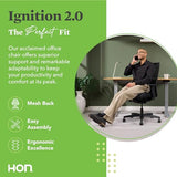 HON Ignition 2.0 Ergonomic Office Chair Fabric Seat, Adjustable Tilt, Swivel Wheels, Comfy for Long Hours, Home Office Desk Chairs, Fog HON