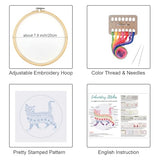 Louise Maelys Embroidery Kits for Beginners Adults,Cat Stamped Pattern Practice for Starters,Cross Stitch Kit Including Hoop,Cloth,Needles, Instruction and Threads
