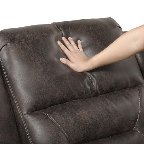 Lexicon Rocker Recliner Chair for Living Room, Wall Hugger Manual Recliner Chairs, Textured Microfiber Upholstered Rocking Reclining Chair, Home Theater Seating, Required Assembly, Dark Brown Lexicon
