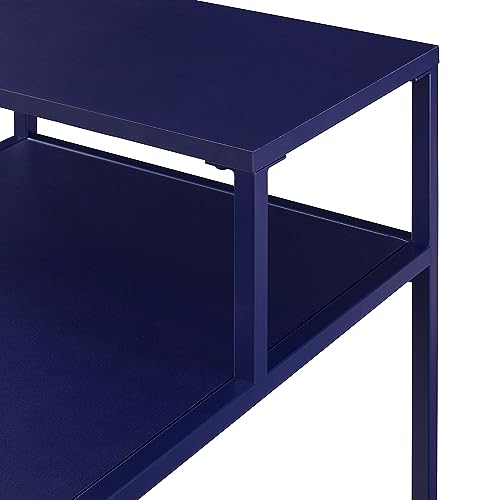 Walker Edison Modern Metal and Wood Tiered Side Table, 16 Inch, Blue - WoodArtSupply