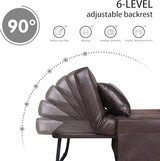 BIGSYY Sofa Bed, Set of 4 in 1 Multi-Function Folding Ottoman Breathable Linen Couch Bed with Adjustable Backrest Modern Convertible Chair for Living Room Apartment Office, PU Imitation, Brown BIGSYY