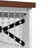 Ball & Cast Farmhouse Kitchen Island with Drape of Beads & Power Outlet, Rolling Kitchen Cart on 5 Wheels, 3 Drawers, Internal Iron Shelf & Towel Rack, for Kitchen & Dining Room, White Ball & Cast